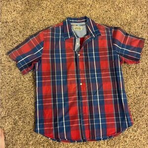 Vintage Colours by Alexander Julian Men's Red/Blue Plaid Shirt short sleeve L